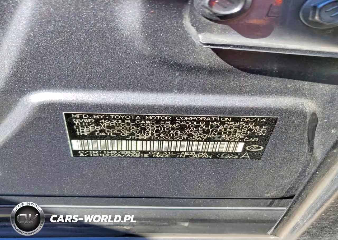 2014 Lexus Is 350 Base VIN:JTHBE1D23E5014267 - 12