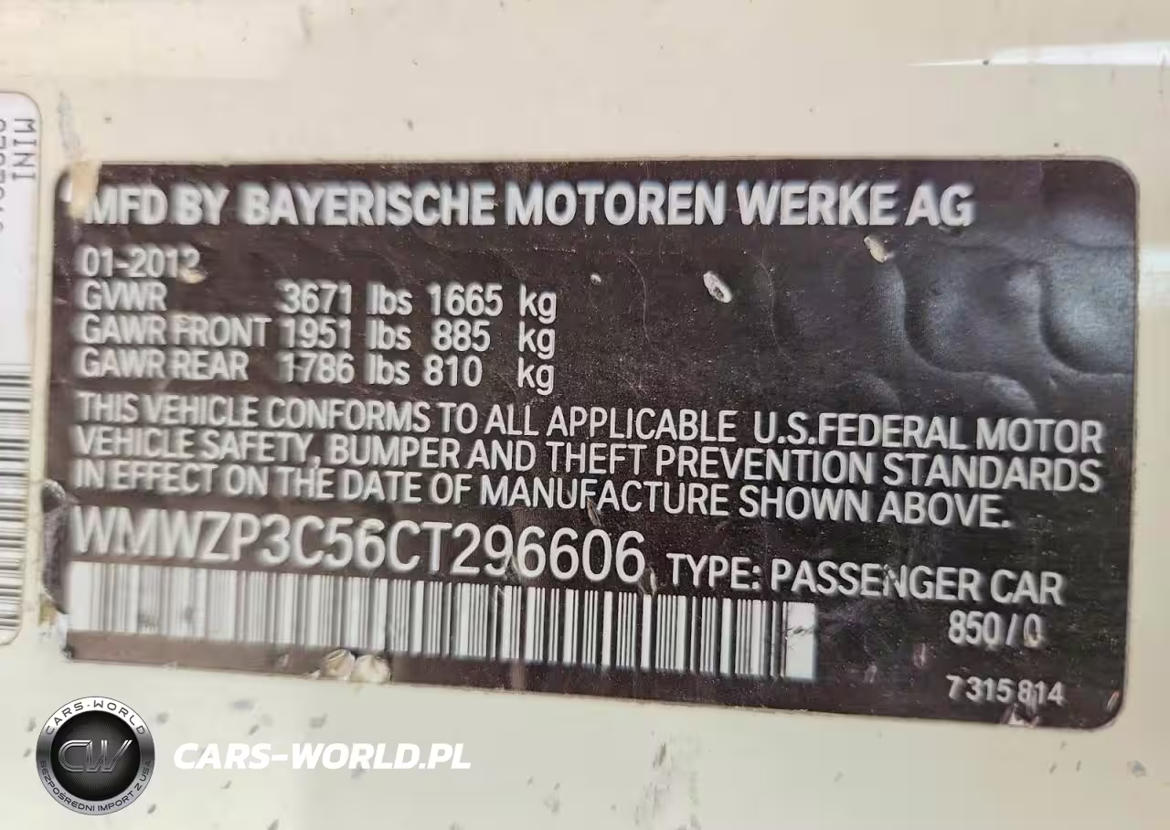2012 Mini Cooper S VIN:WMWZP3C56CT296606 - 12