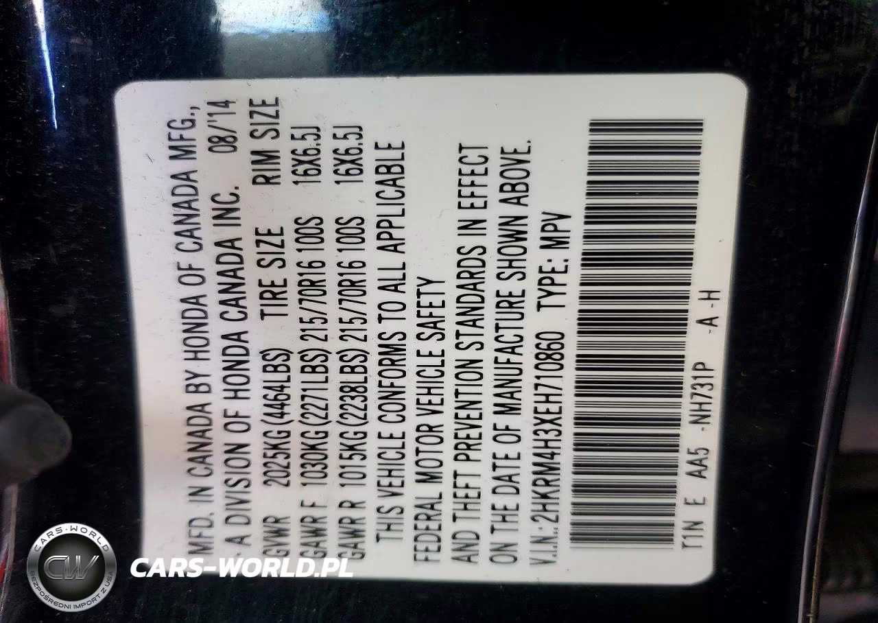 2014 Honda Cr-V Lx VIN:2HKRM4H3XEH710860 - 13
