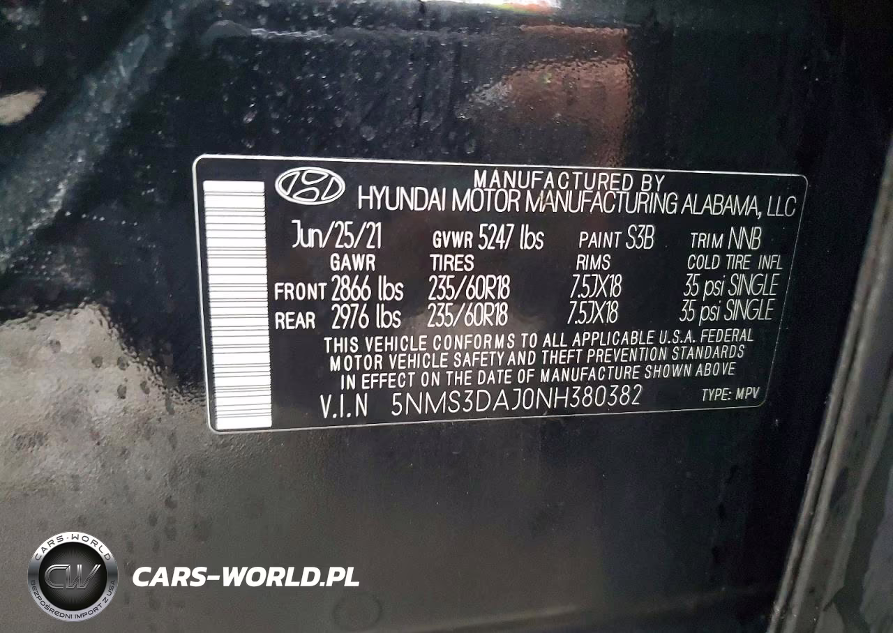 2022 Hyundai Santa Fe VIN:5NMS3DAJ0NH380382 - 14