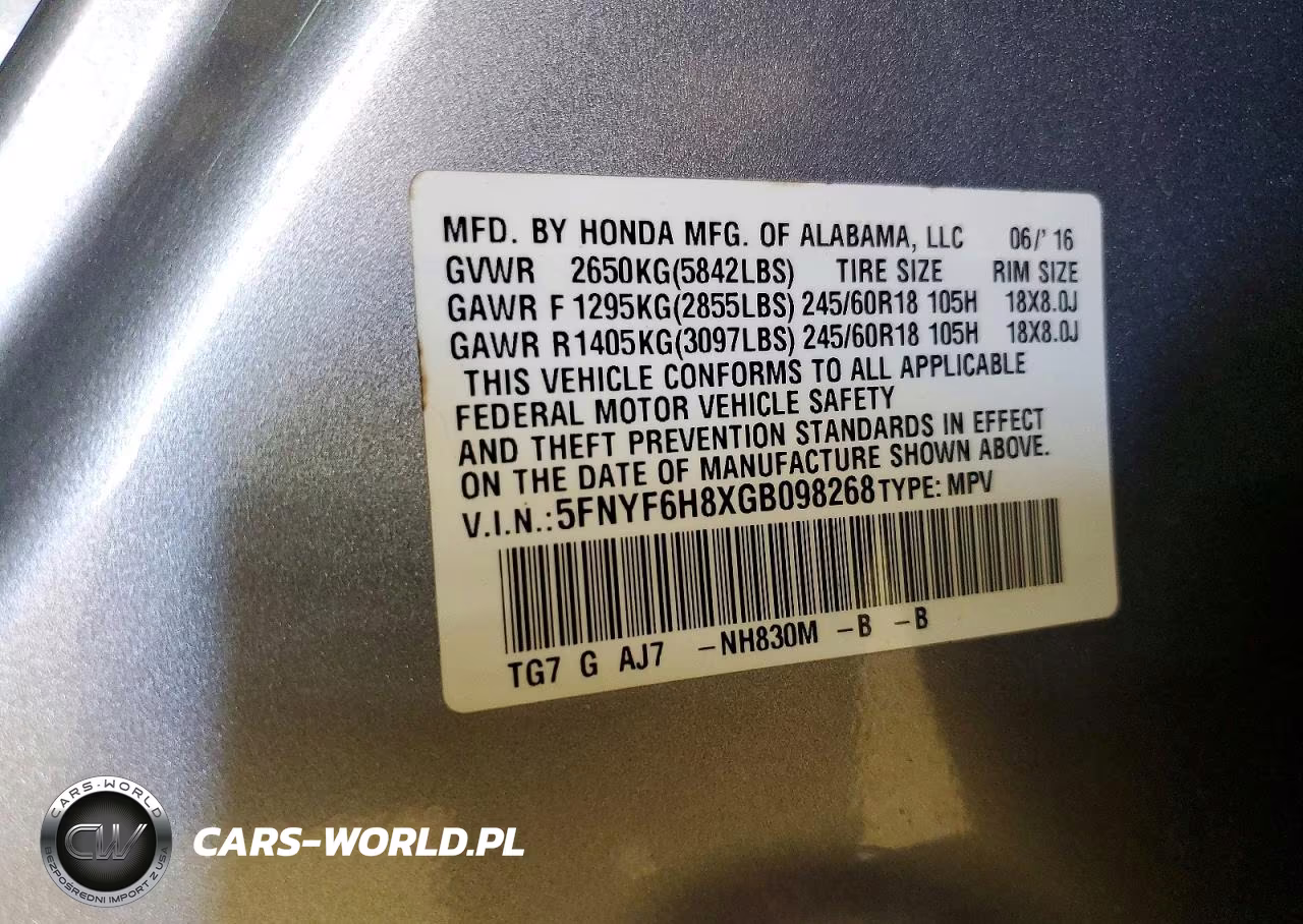 2016 Honda Pilot Exl VIN:5FNYF6H8XGB098268 - 13