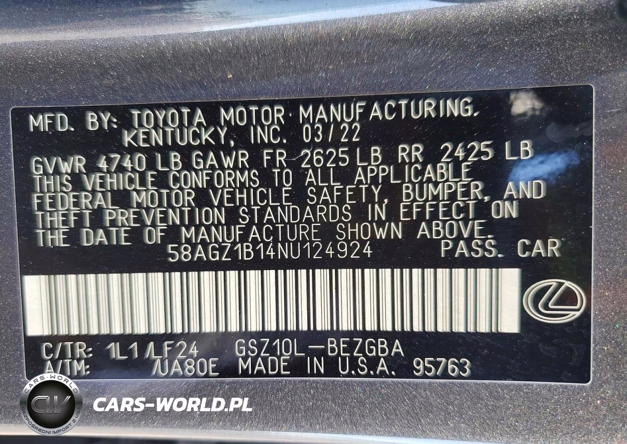 2022 Lexus Es 350 F Sport VIN:58AGZ1B14NU124924 - 13
