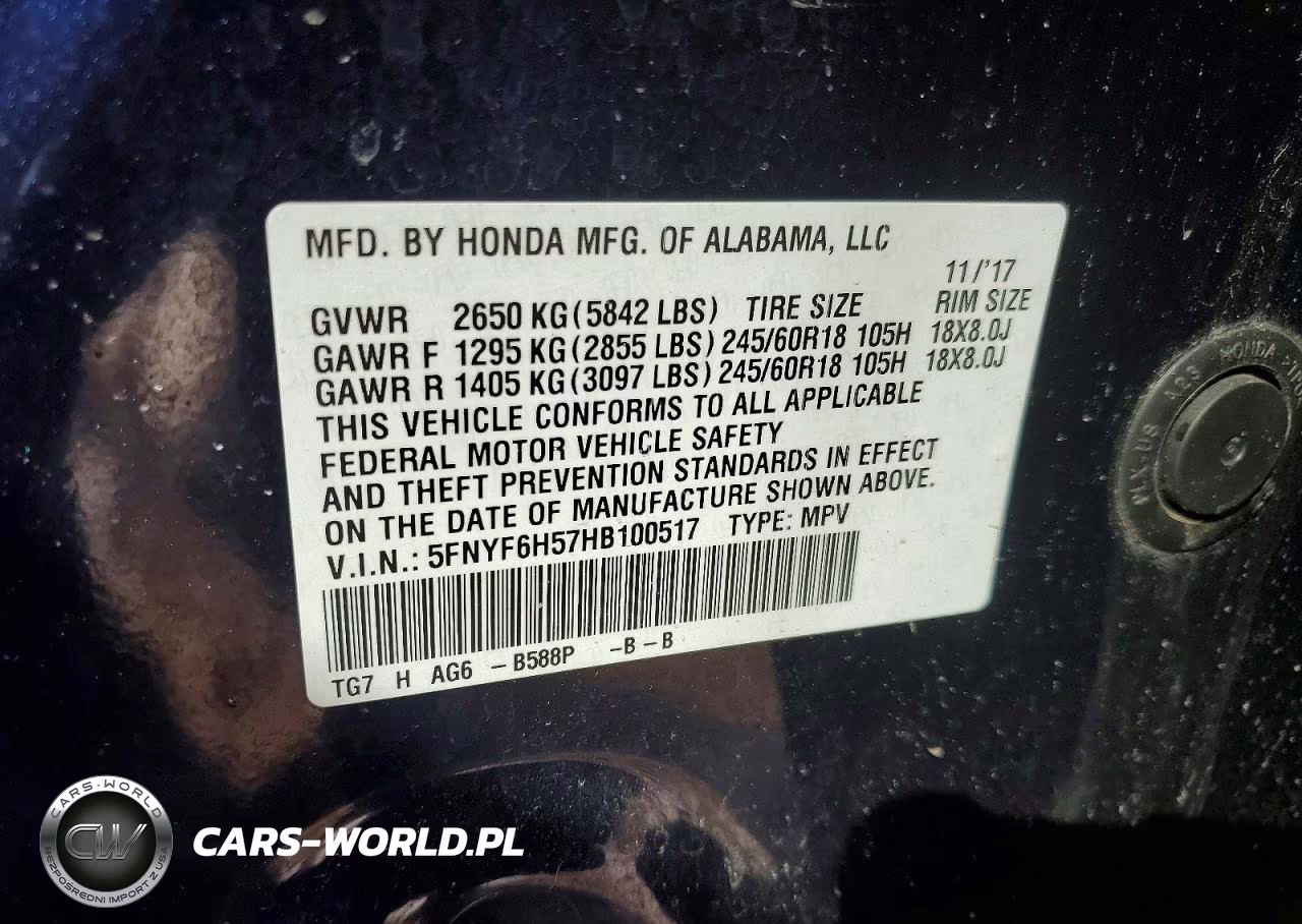 2017 Honda Pilot Exl VIN:5FNYF6H57HB100517 - 14