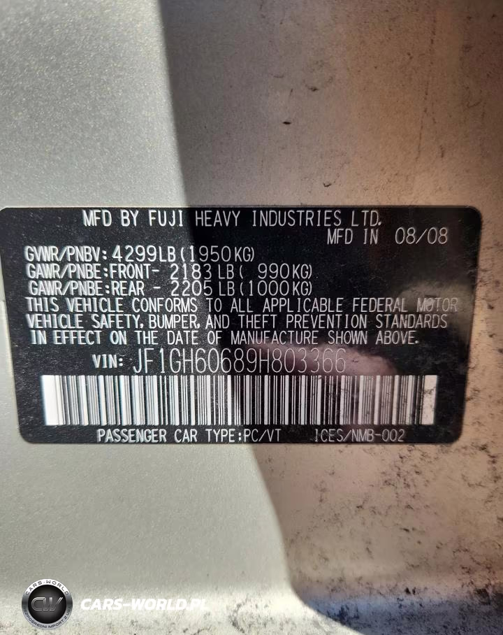 2009 Subaru Impreza 2.5I Premium VIN:JF1GH60689H803366 - 13