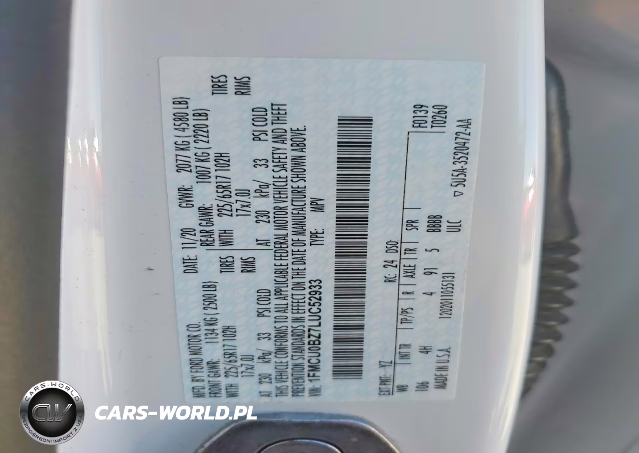 2020 Ford Escape Se Sport VIN:1FMCU0BZ7LUC52933 - 13