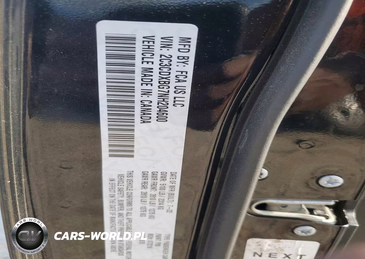 2022 Dodge Charger Sxt VIN:2C3CDXBG7NH204600 - 12
