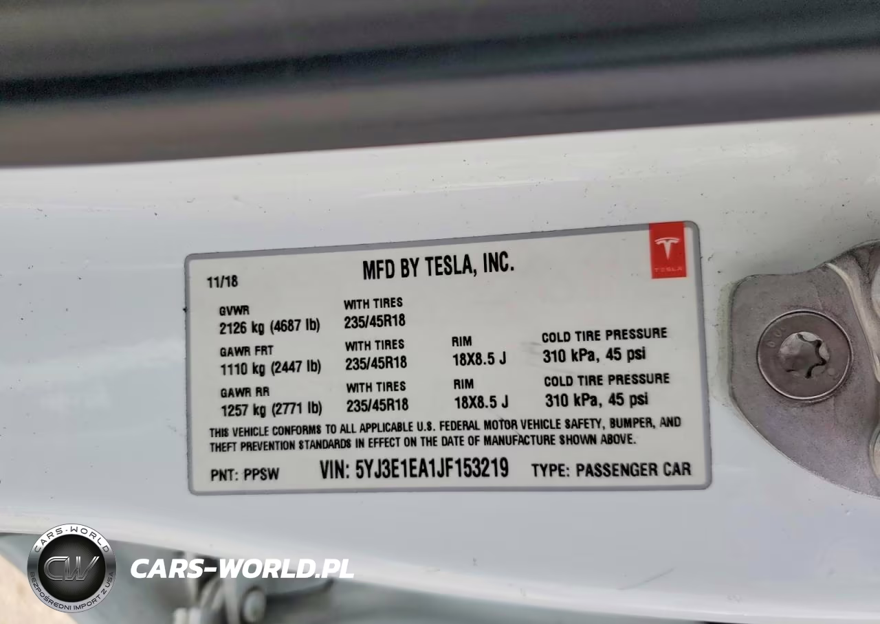 2018 Tesla Model 3 VIN:5YJ3E1EA1JF153219 - 12