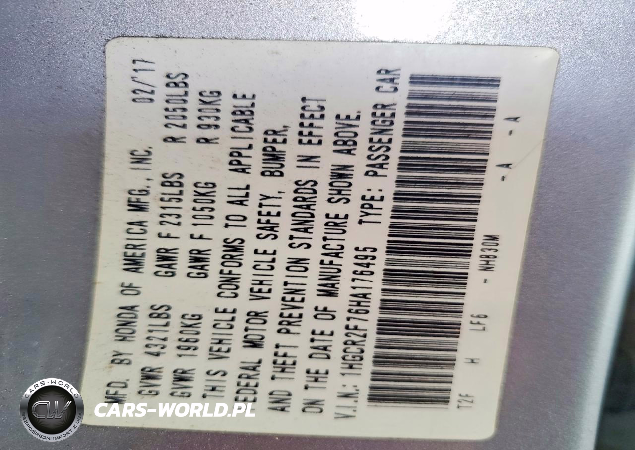 2017 Honda Accord Ex VIN:1HGCR2F76HA176495 - 12
