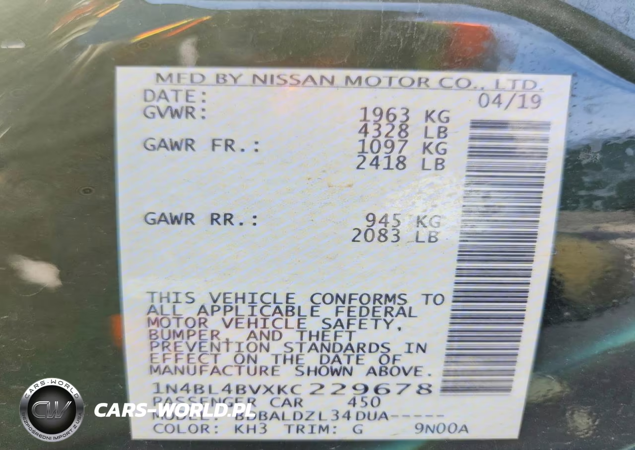 2019 Nissan Altima S VIN:1N4BL4BVXKC229678 - 13