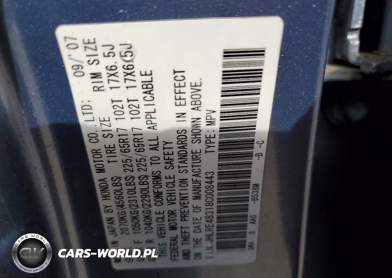 2008 Honda Cr-V Lx VIN:JHLRE48318C008443 - 13