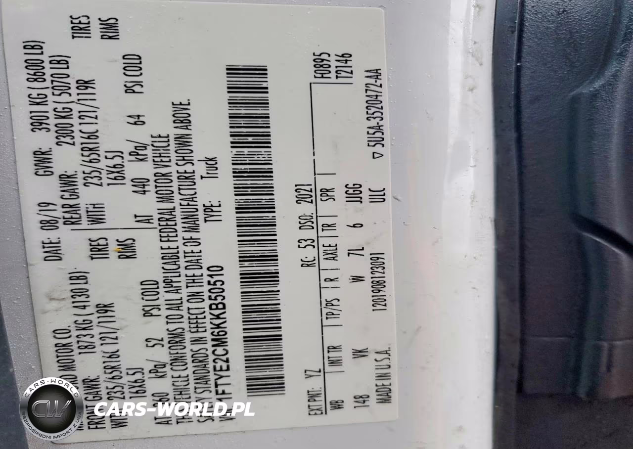 2019 Ford Transit T-150 VIN:1FTYE2CM6KKB50510 - 13