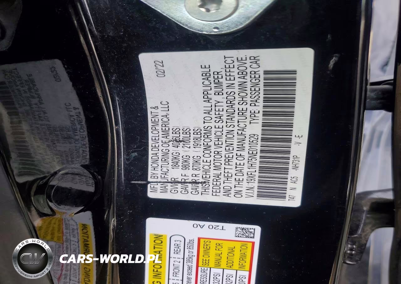 2022 Honda Civic Exl VIN:19XFL1H75NE010529 - 12