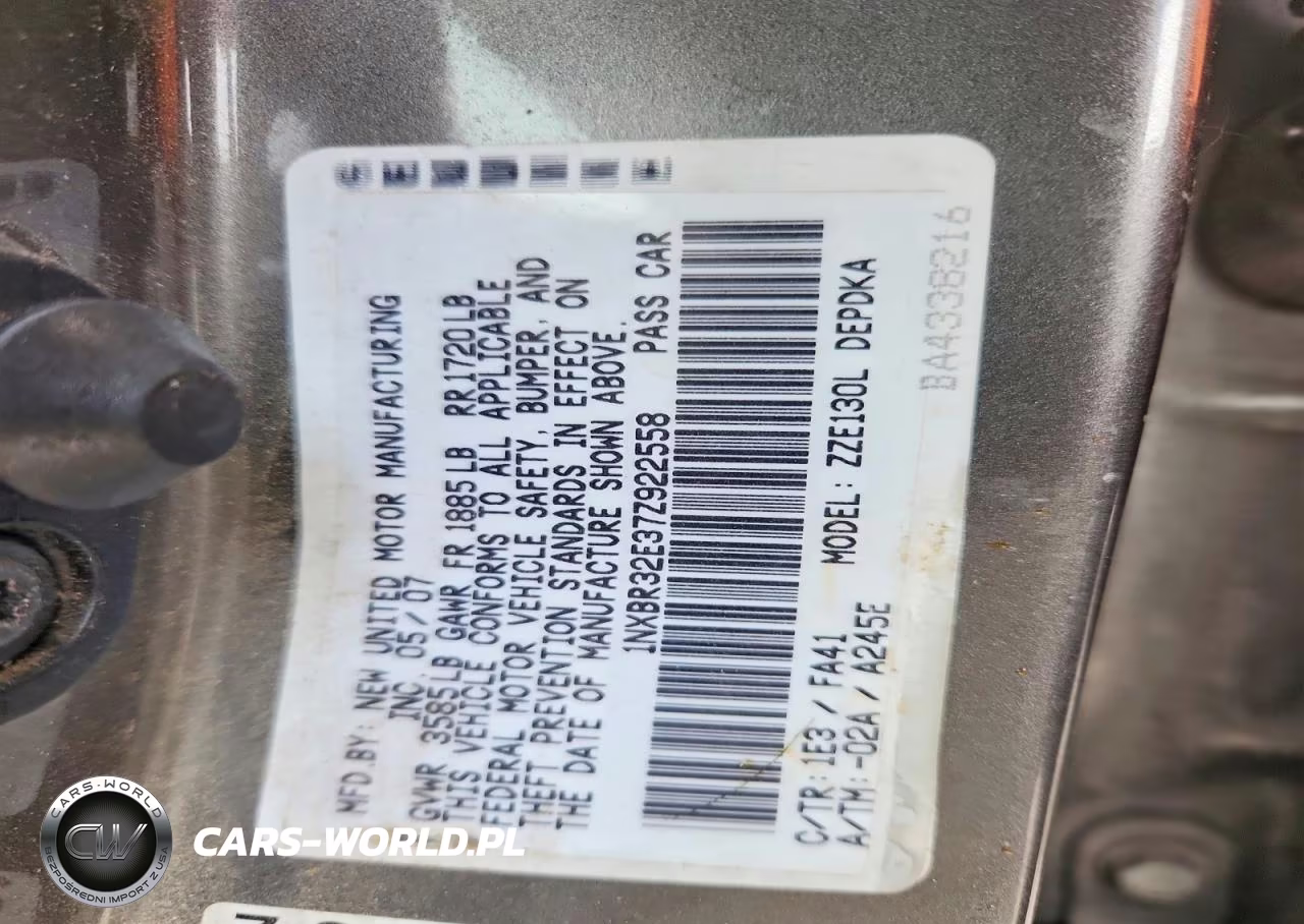 2007 Toyota Corolla VIN:1NXBR32E37Z922558 - 12