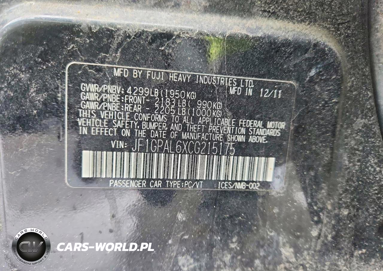 2012 Subaru Impreza Sport Premium VIN:JF1GPAL6XCG215175 - 12