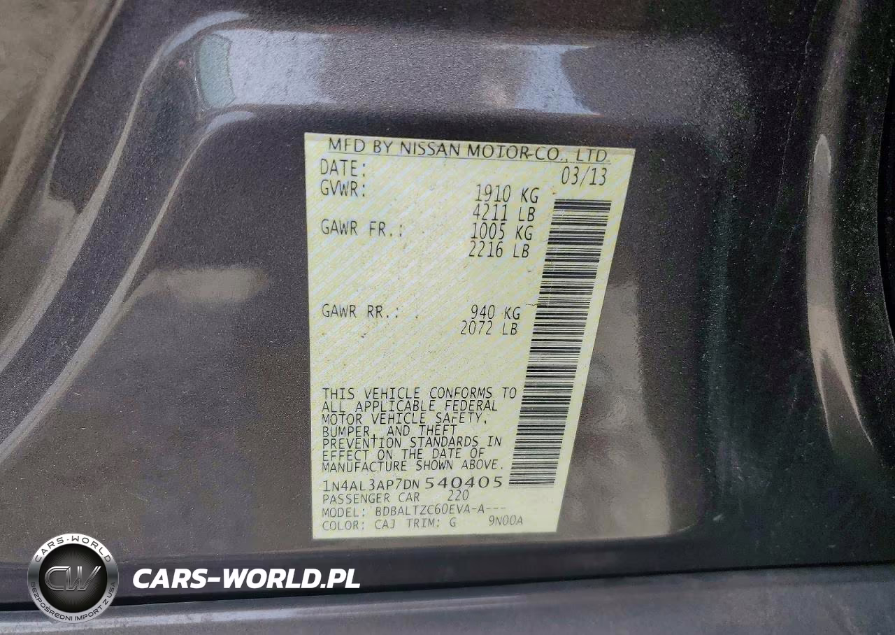 2013 Nissan Altima 2.5 VIN:1N4AL3AP7DN540405 - 12