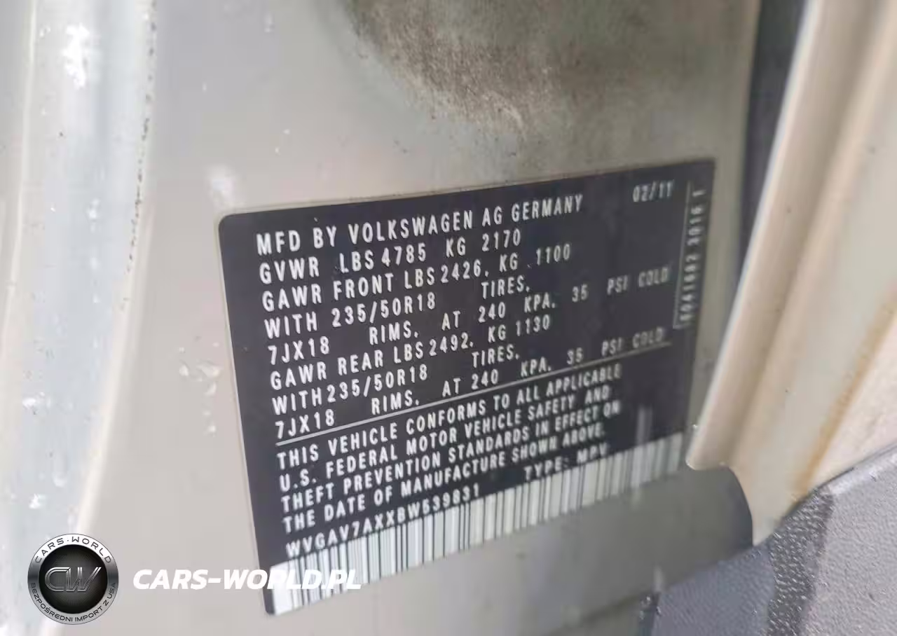 2011 Volkswagen Tiguan S VIN:WVGAV7AXXBW539831 - 13
