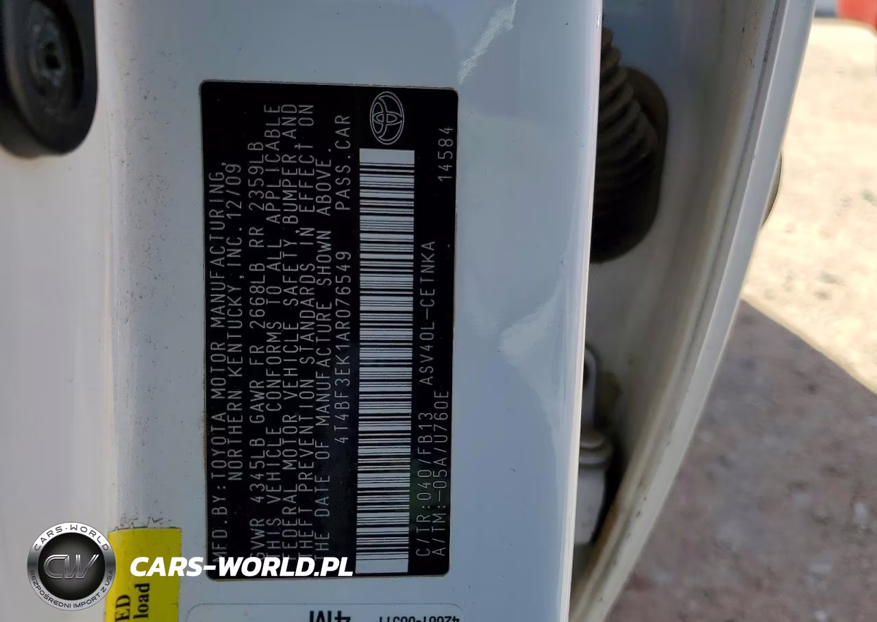 2010 Toyota Camry Base VIN:4T4BF3EK1AR076549 - 12