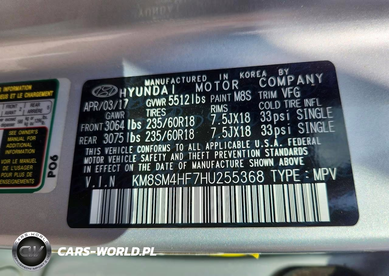 2017 Hyundai Santa Fe Se VIN:KM8SM4HF7HU255368 - 13