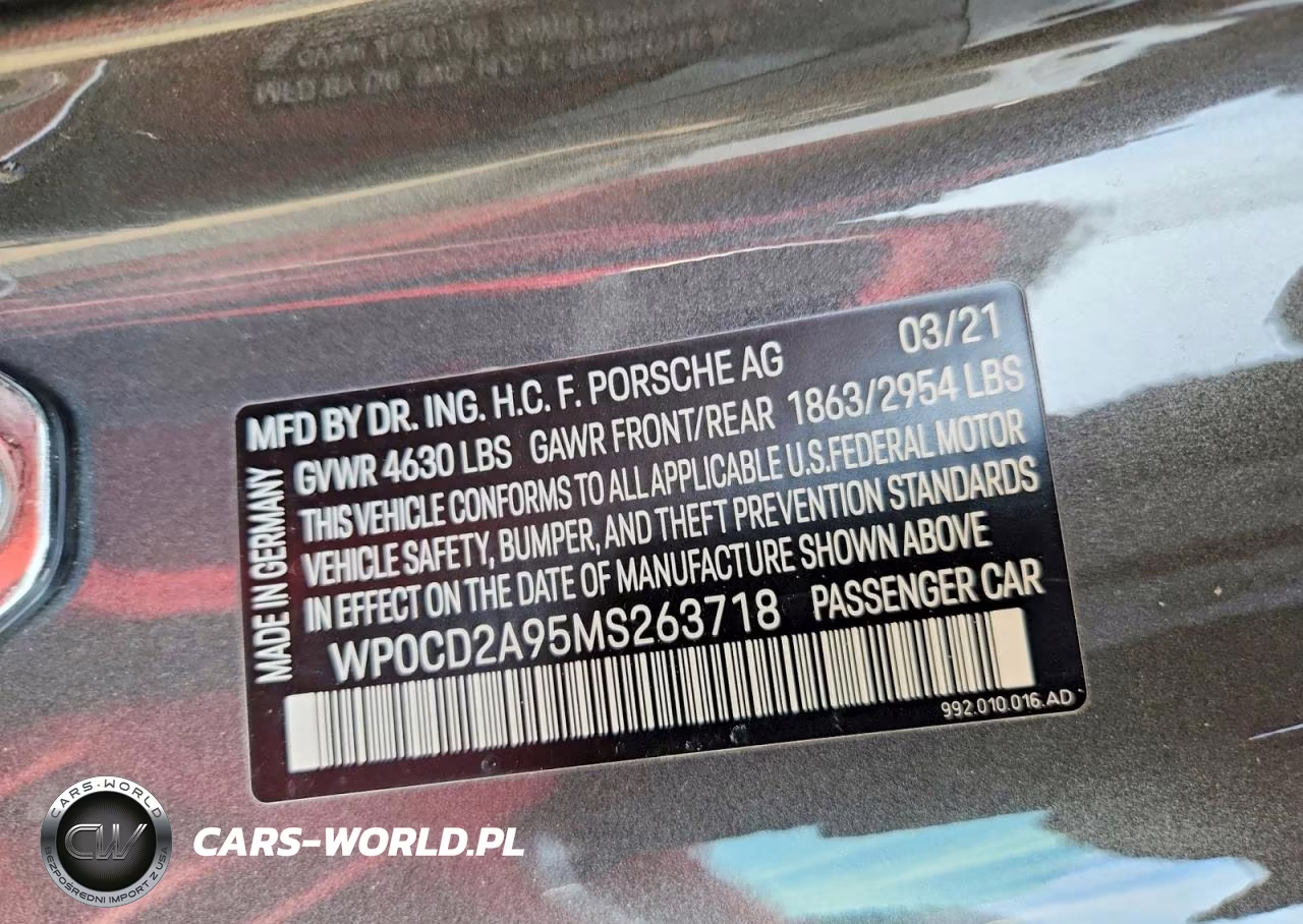 2021 Porsche 911 Turbo VIN:WP0CD2A95MS263718 - 12