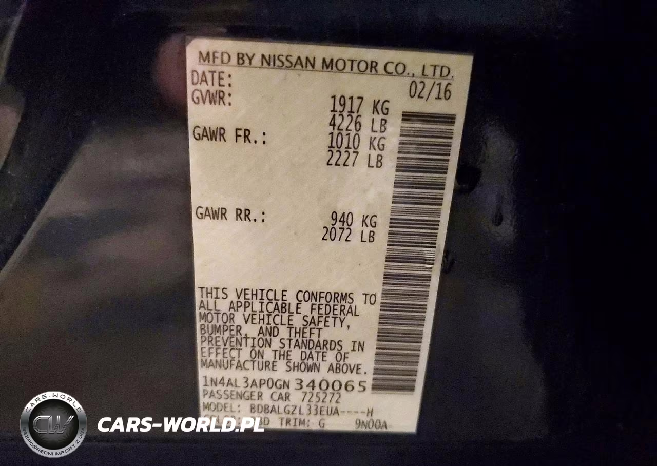 2016 Niss Altima 2.5 VIN:1N4AL3AP0GN340065 - 12