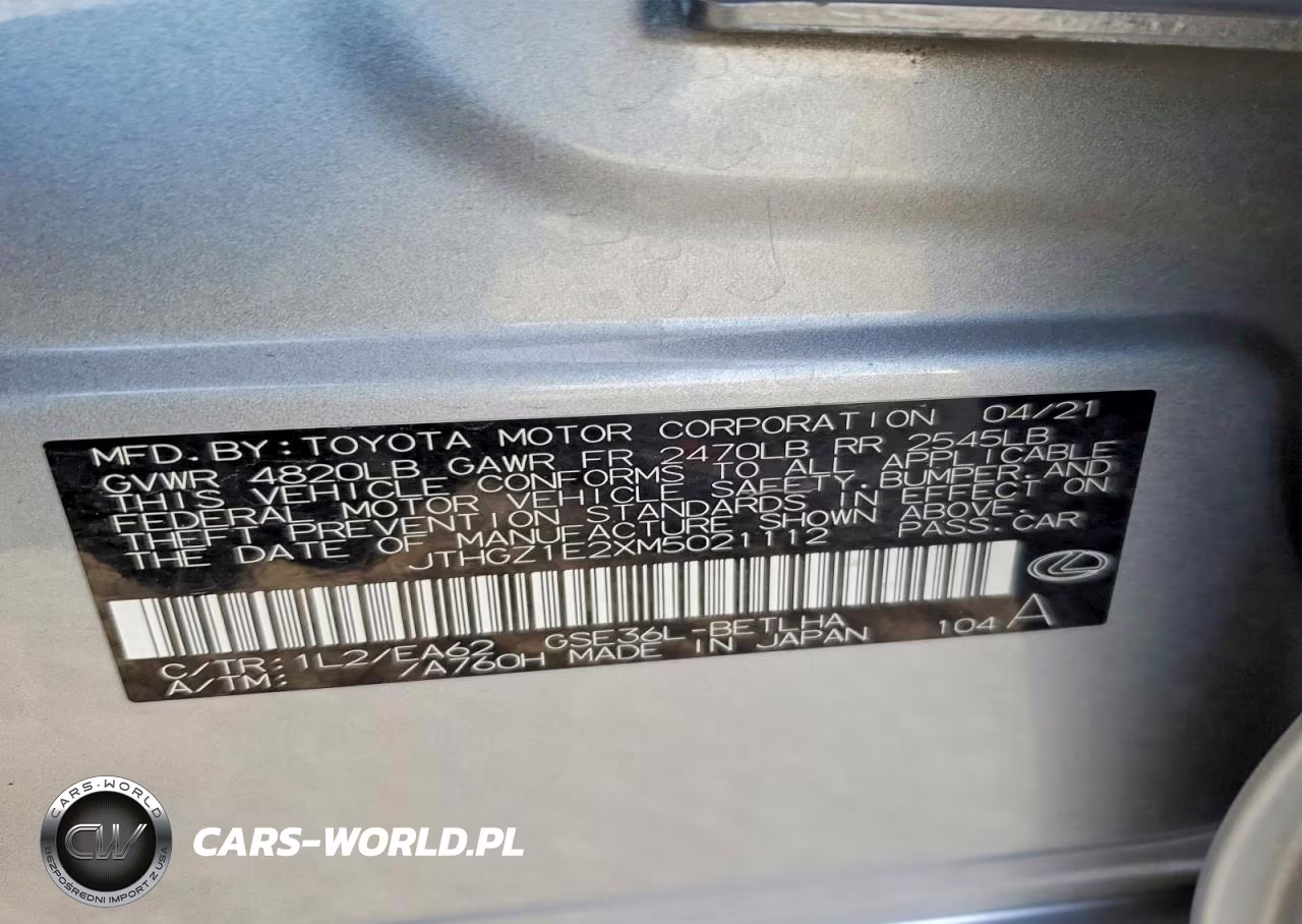 2021 Lexus Is 350 F Sport VIN:JTHGZ1E2XM5021112 - 12