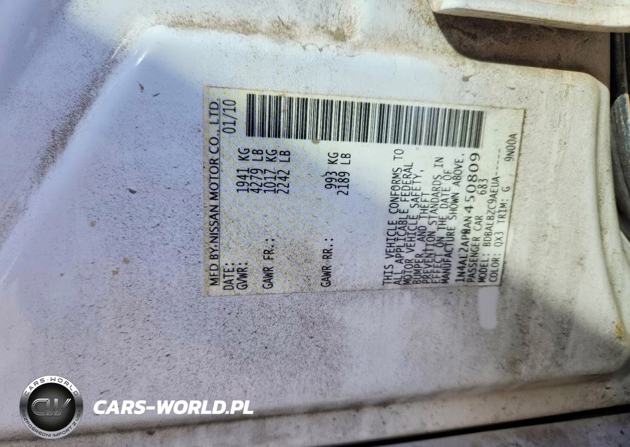 2010 Nissan Altima Base VIN:1N4AL2AP0AN450809 - 12