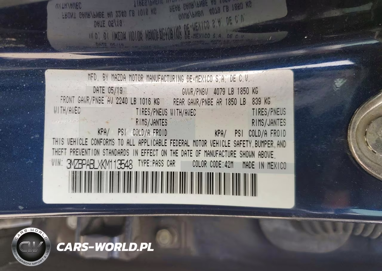 2019 Mazda 3 VIN:3MZBPABLXKM113548 - 12
