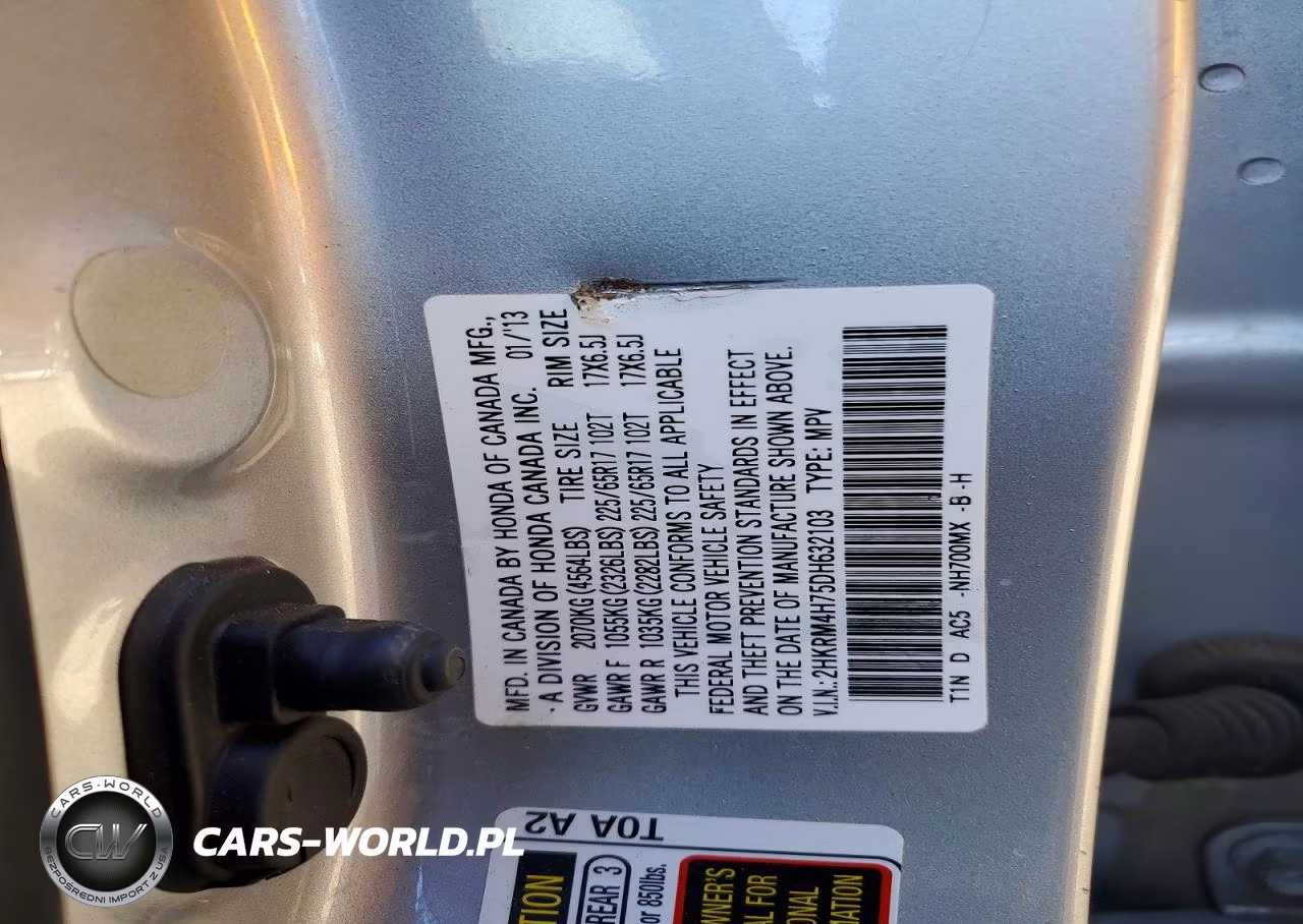 2013 Honda Cr-V Exl VIN:2HKRM4H75DH632103 - 12