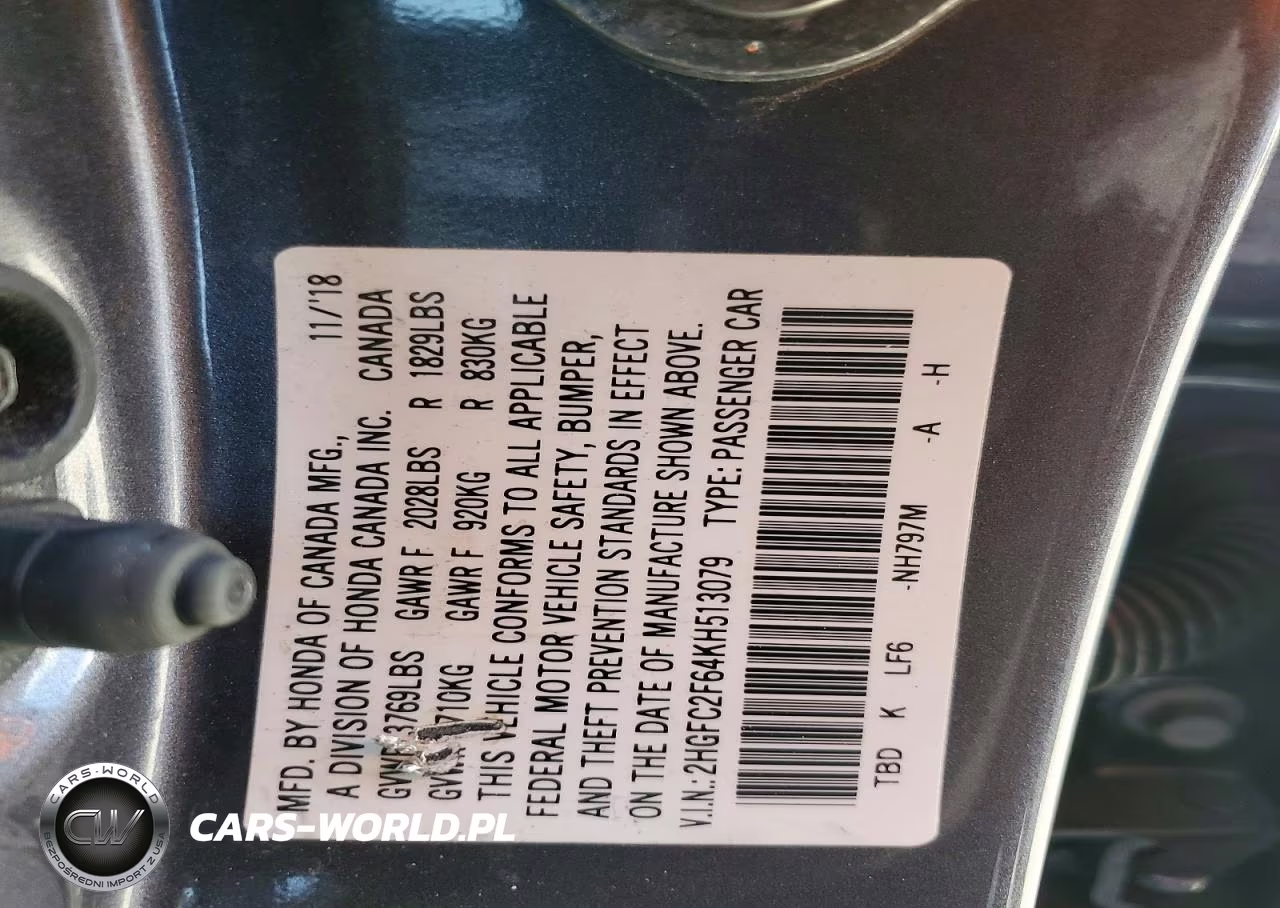2019 Honda Civic Lx VIN:2HGFC2F64KH513079 - 12