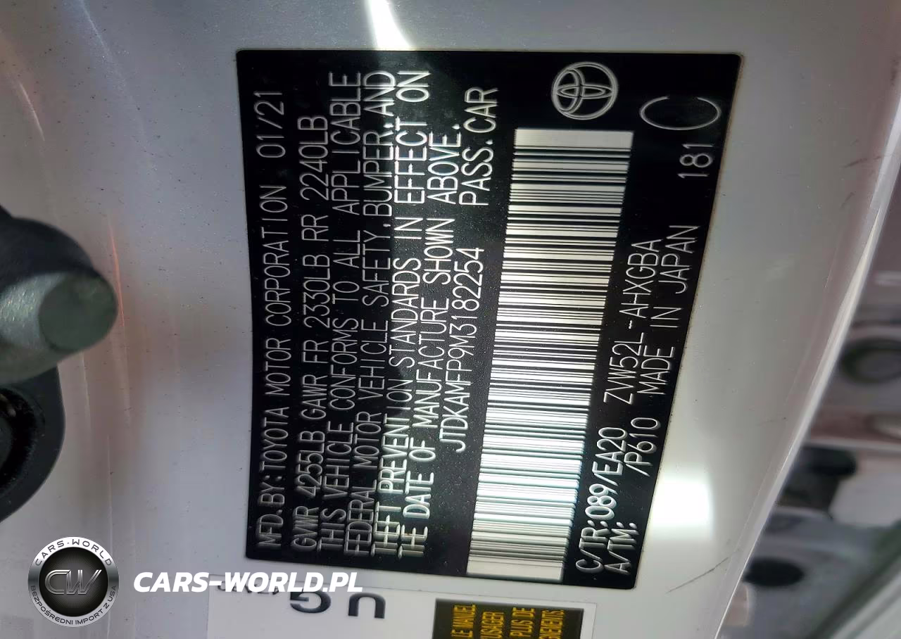 2021 Toyota Prius Prime Le VIN:JTDKAMFP9M3182254 - 12