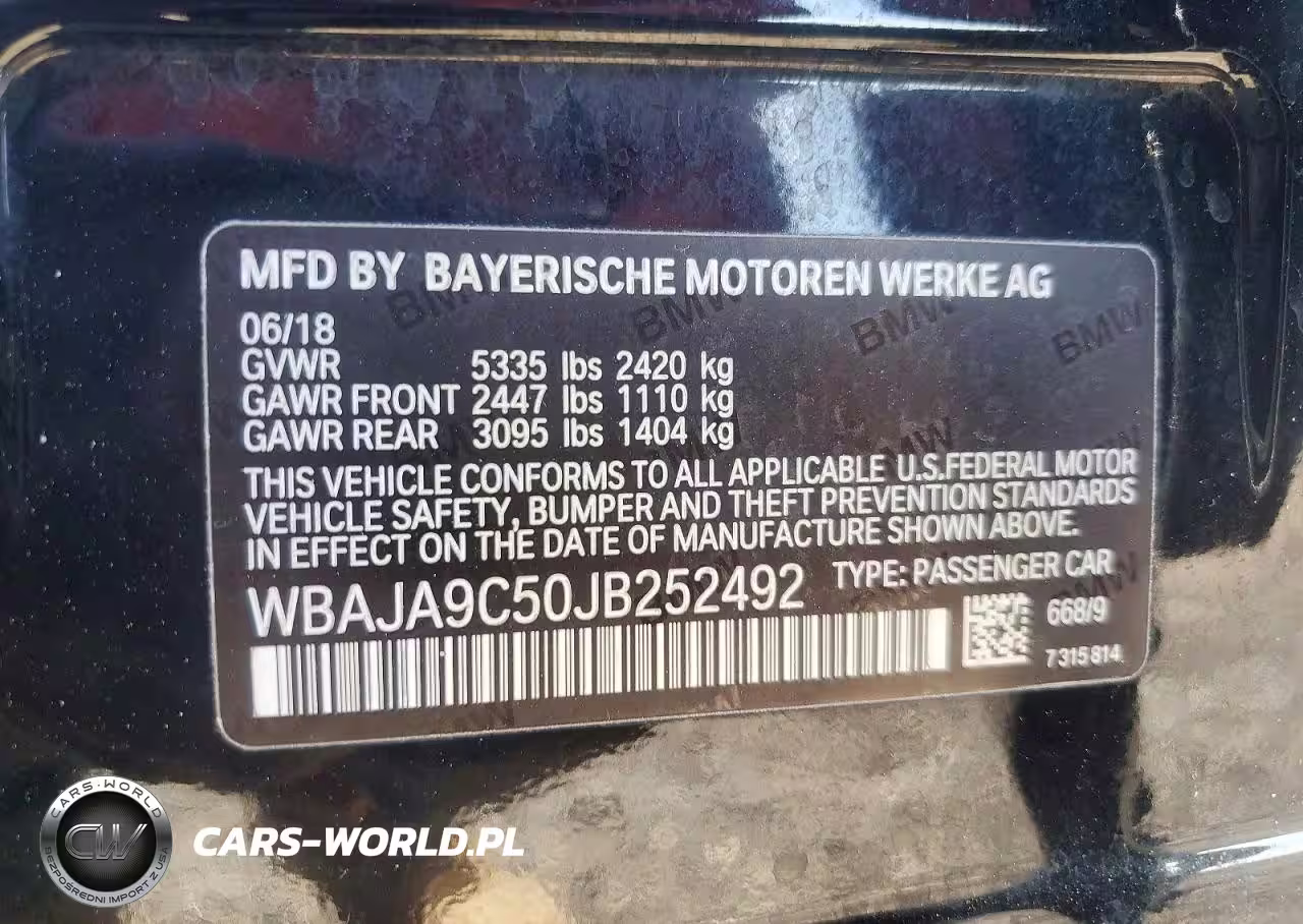 2018 BMW 530E VIN:WBAJA9C50JB252492 - 12
