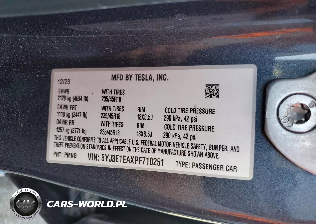 2023 Tesla Model 3 VIN:5YJ3E1EAXPF710251 - 12