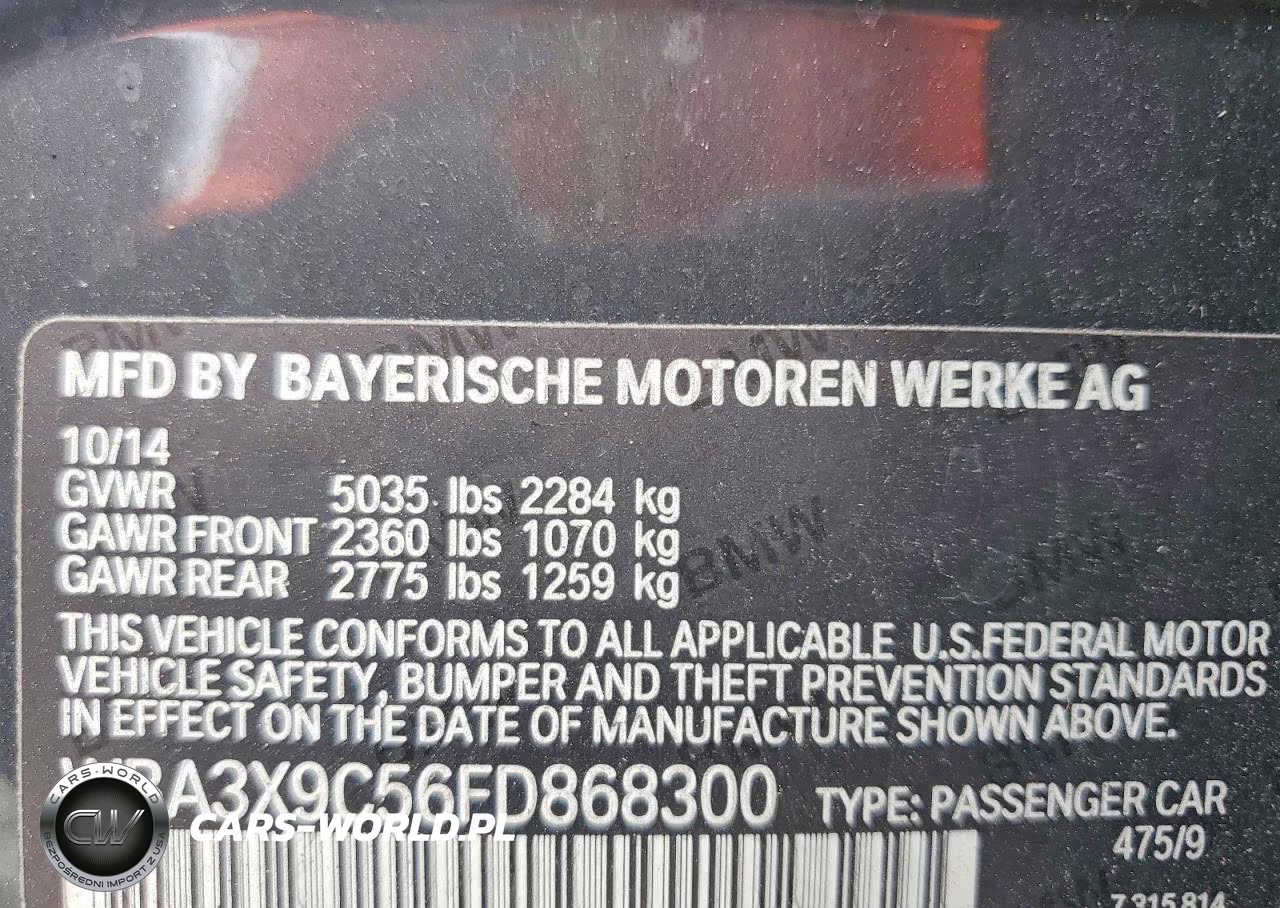 2015 BMW 335 Xigt VIN:WBA3X9C56FD868300 - 12