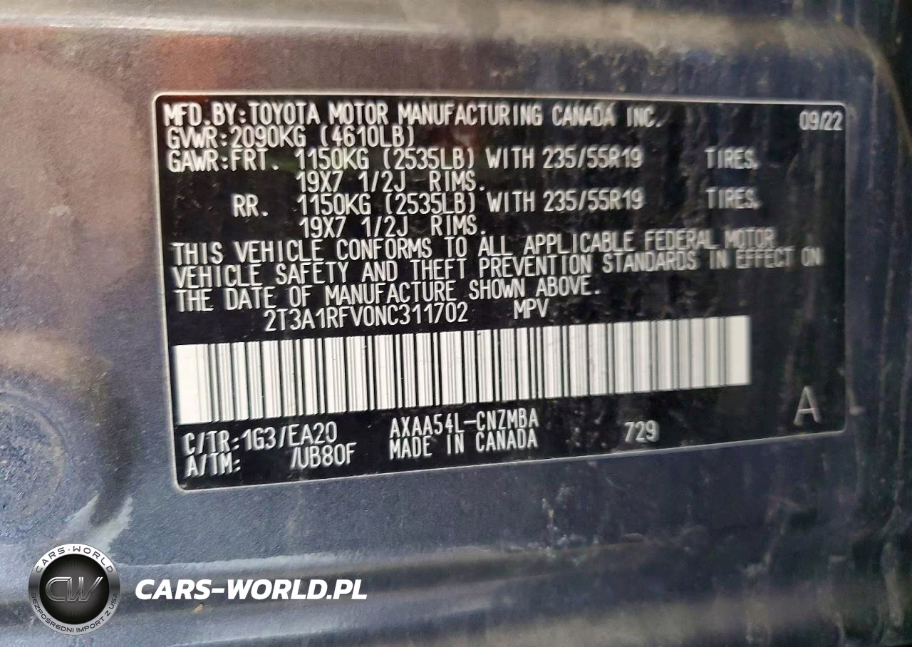 2022 Toyota Rav4 Xle Premium VIN:2T3A1RFV0NC311702 - 13