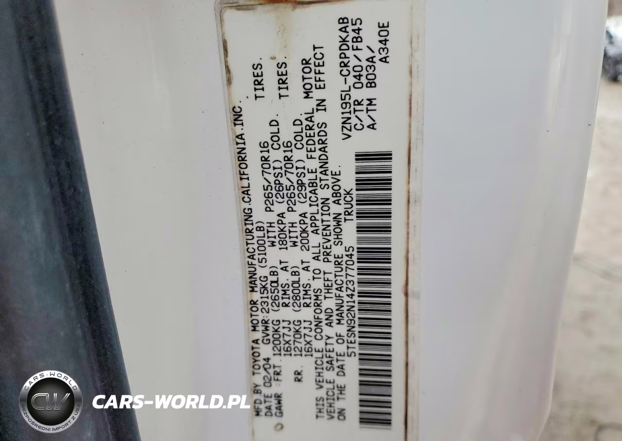 2004 Toyota Tacoma Prerunner V6 VIN:5TESN92N14Z377045 - 12