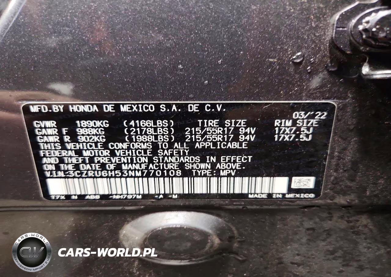 2022 Honda Hr-V Ex VIN:3CZRU6H53NM770108 - 13