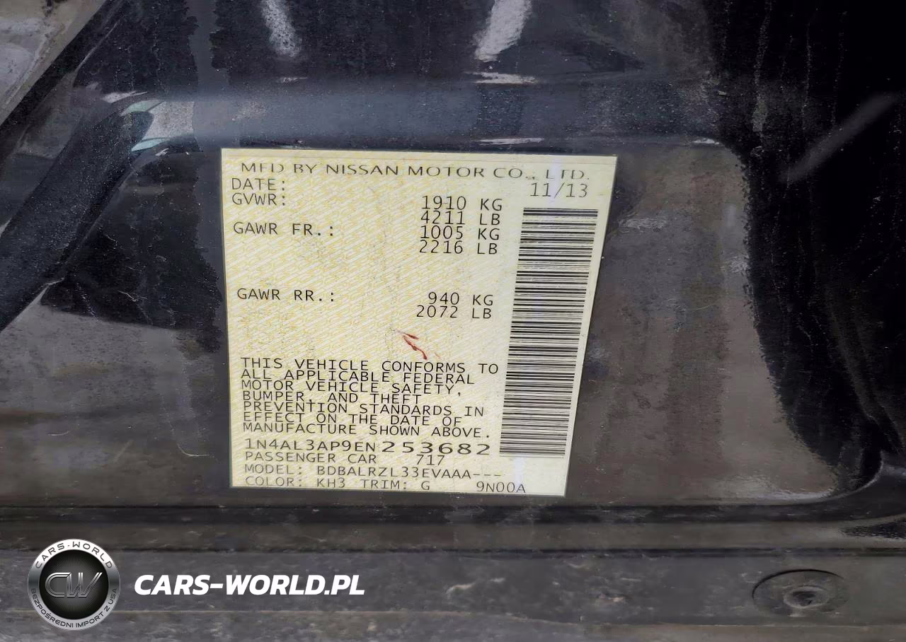 2014 Nissan Altima VIN:1N4AL3AP9EN253682 - 12