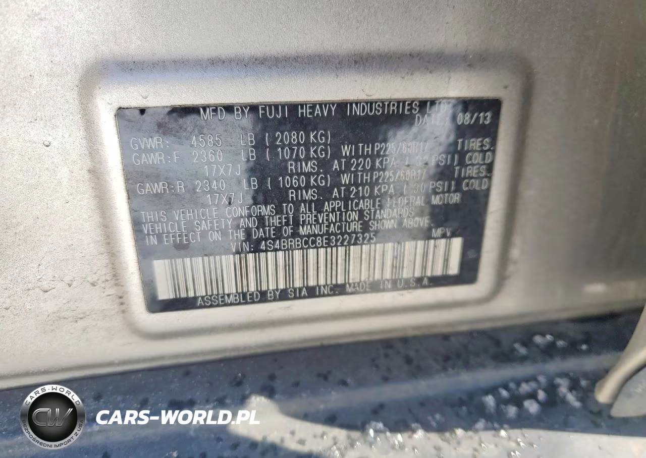 2014 Subaru Outback 2.5I Premium VIN:4S4BRBCC8E3227325 - 13