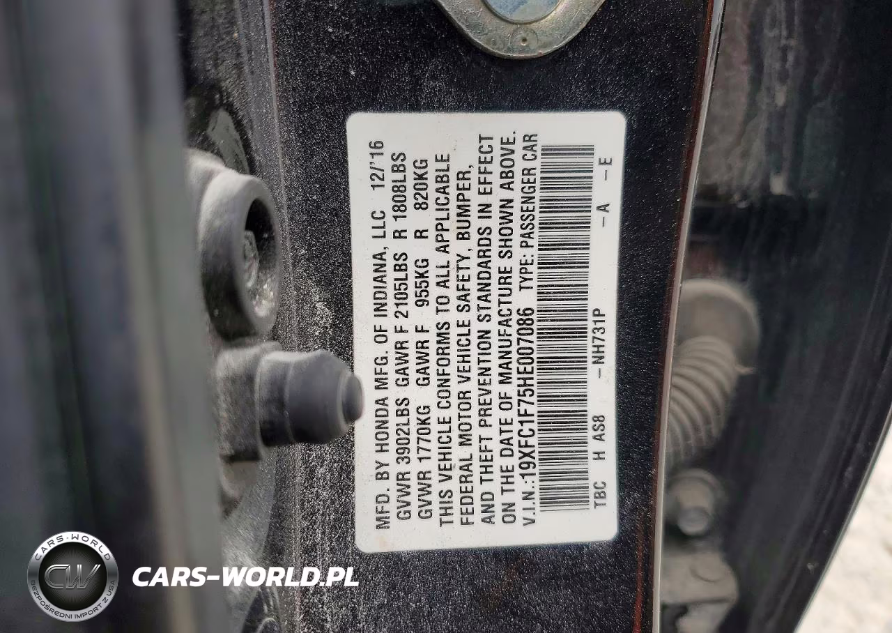 2017 Honda Civic Exl VIN:19XFC1F75HE007086 - 12
