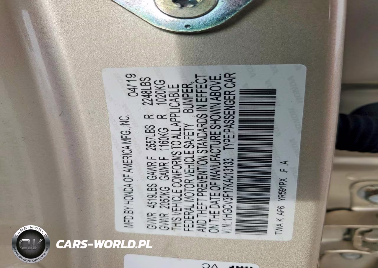 2019 Honda Accord Hybrid VIN:1HGCV3F17KA013133 - 12