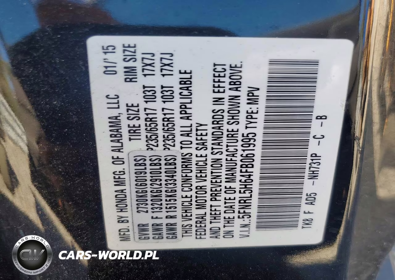 2015 Honda Odyssey Exl VIN:5FNRL5H64FB061995 - 14