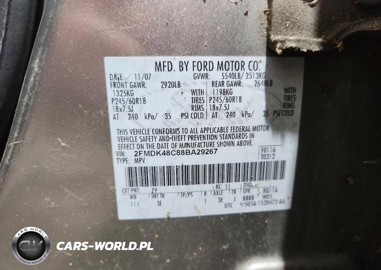 2008 Ford Edge Sel VIN:2FMDK48C88BA29267 - 13