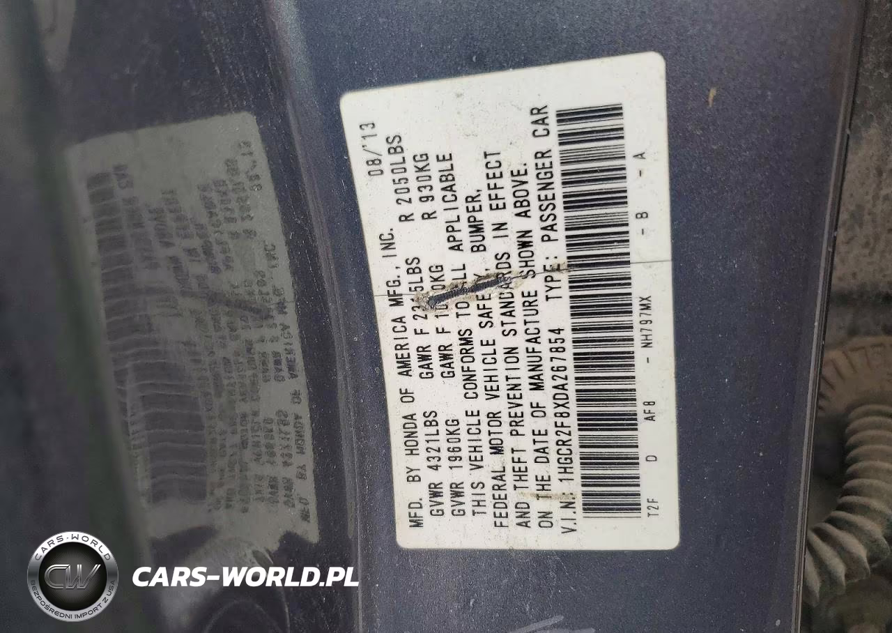 2013 Honda Accord Exl VIN:1HGCR2F8XDA267854 - 12