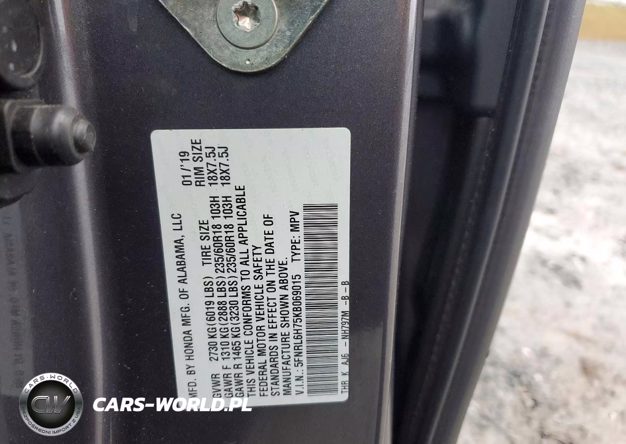 2019 Hond Odyssey Exl VIN:5FNRL6H75KB069015 - 13