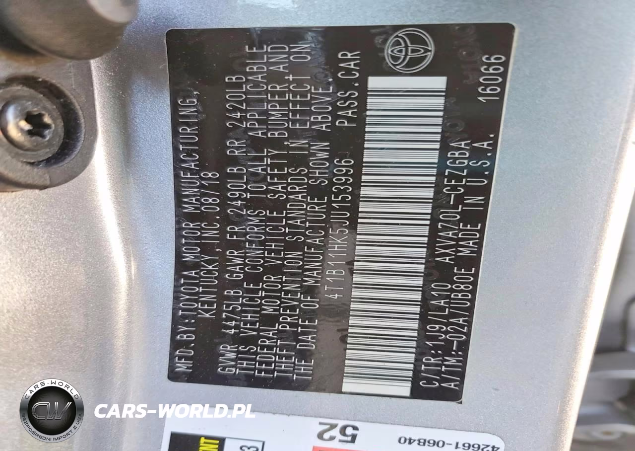 2018 Toyota Camry L VIN:4T1B11HK5JU153996 - 12