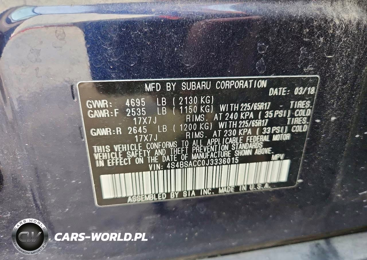 2018 Subaru Outback 2.5I Premium VIN:4S4BSACC0J3336015 - 13