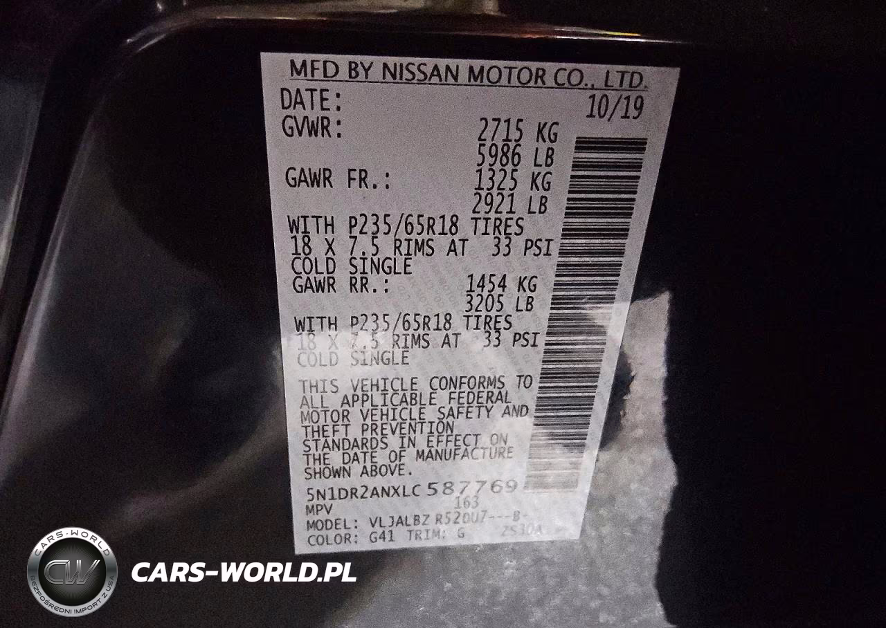 2020 Nissan Pathfinder S VIN:5N1DR2ANXLC587769 - 13