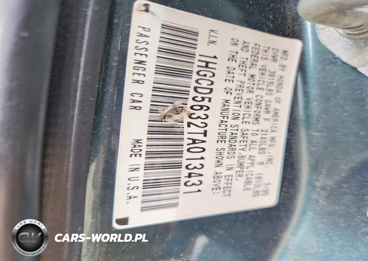 1996 Honda Accord Lx VIN:1HGCD5632TA013431 - 12