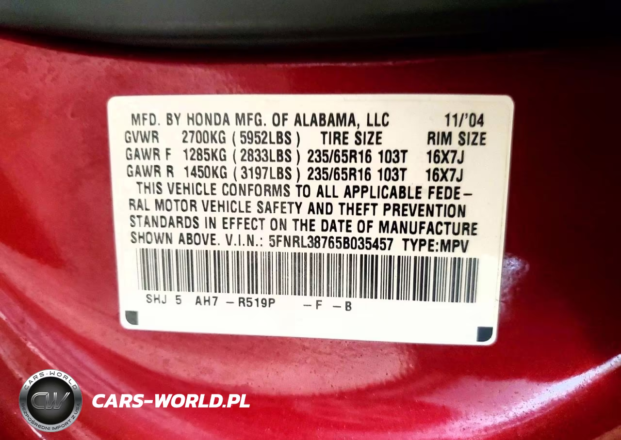 2005 Honda Odyssey Exl VIN:5FNRL38765B035457 - 13