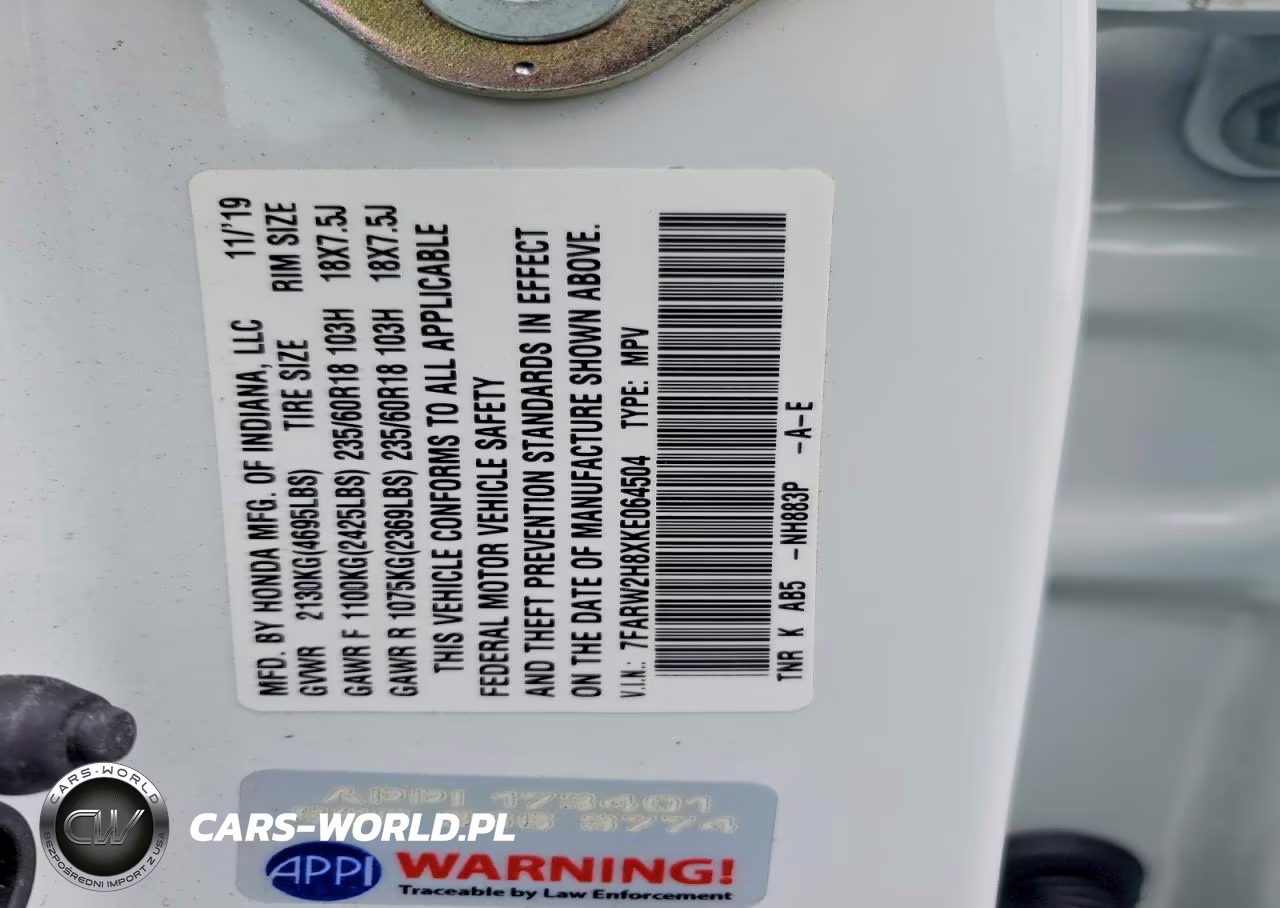 2019 Honda Cr-V Exl VIN:7FARW2H8XKE064504 - 14